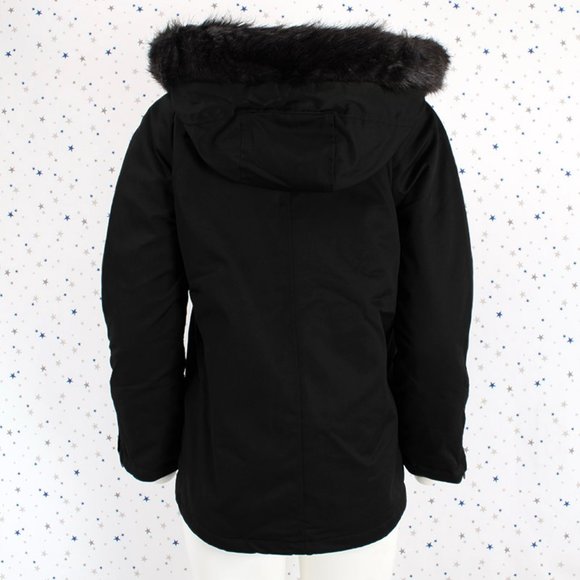 Water Resistant Faux Fur Hooded Jacket Black - Picture 7 of 10